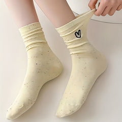 3 Pairs Heart Pattern Crew Socks For Girls Kids