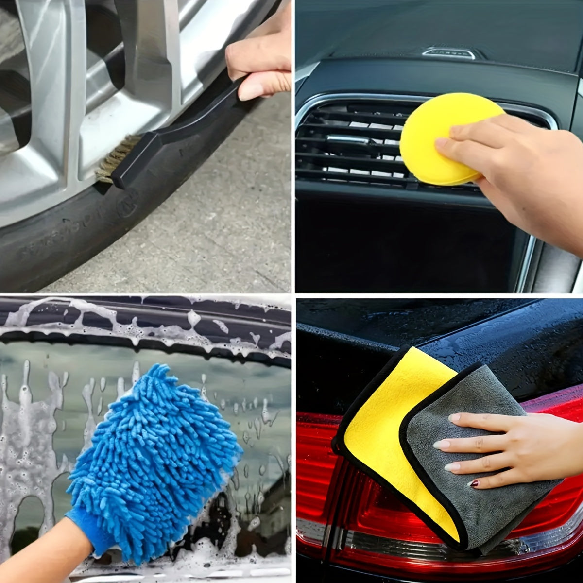 14 pc Cleaning Brush Kit Microfiber Towel Auto Detail Tool
