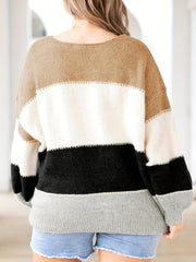 Colorblock Sweater Round Neck Jumper