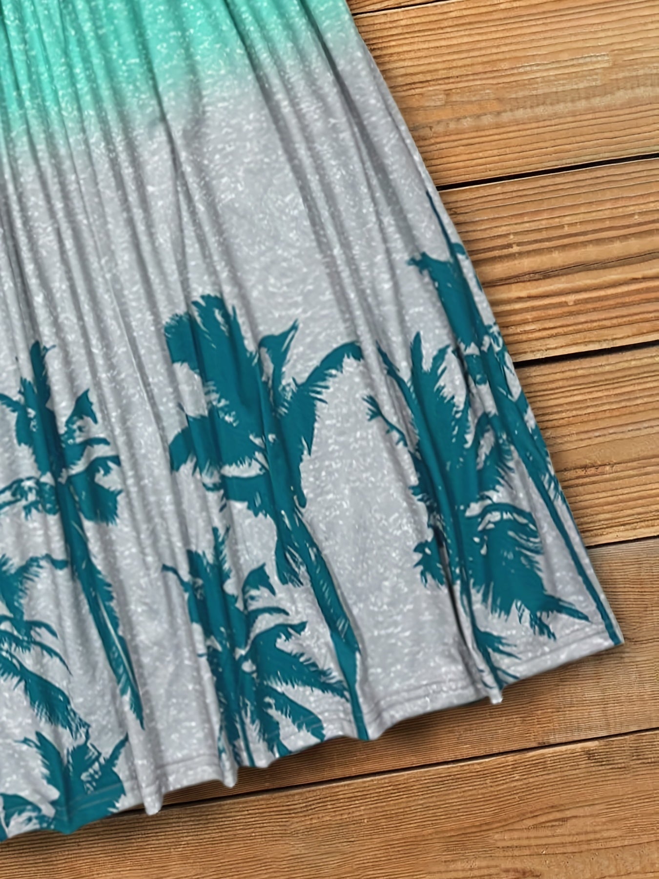 Casual Tube Dress Women's Plus Tree Print Shirred Strapless Dress