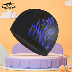 Polyester Adult Swimming Cap Soft Comfort Ear Protection