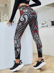 High Waisted Digital Print Leggings with Stripe Detail