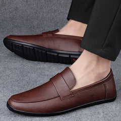 Men's Leather Loafer Shoes Comfortable Slip On Sneakers