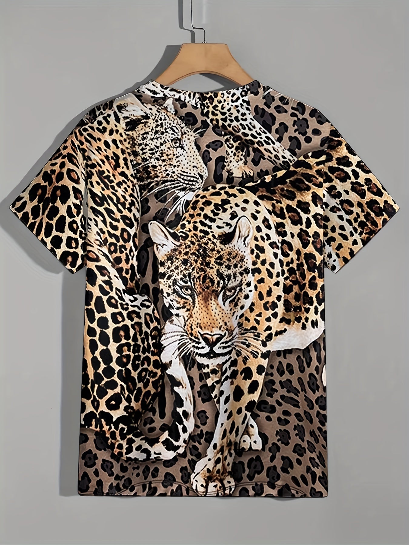 Men's Leopard Print T Shirt - Summer Outdoor Wear