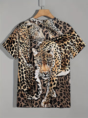 Men's Leopard Print T Shirt - Summer Outdoor Wear