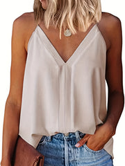 V Neck Cami Top Solid Casual Top For Spring & Summer Women's Clothing