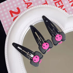 Skull Bow Hair Snap Clip Punk Pink Barrette Hair Accessories For Women