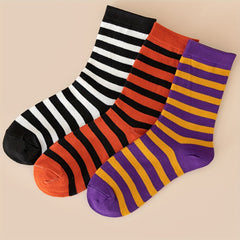 3 Pairs Striped Socks Women's Stockings & Hosiery