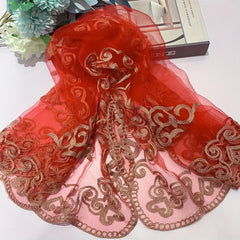 Boho Square Scarf Lace Embroidery Bandana Women Neckerchief Decorative Shawl