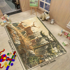 Natural Forest Deer Pattern Floor Mat Anti Slip Waterproof Mat