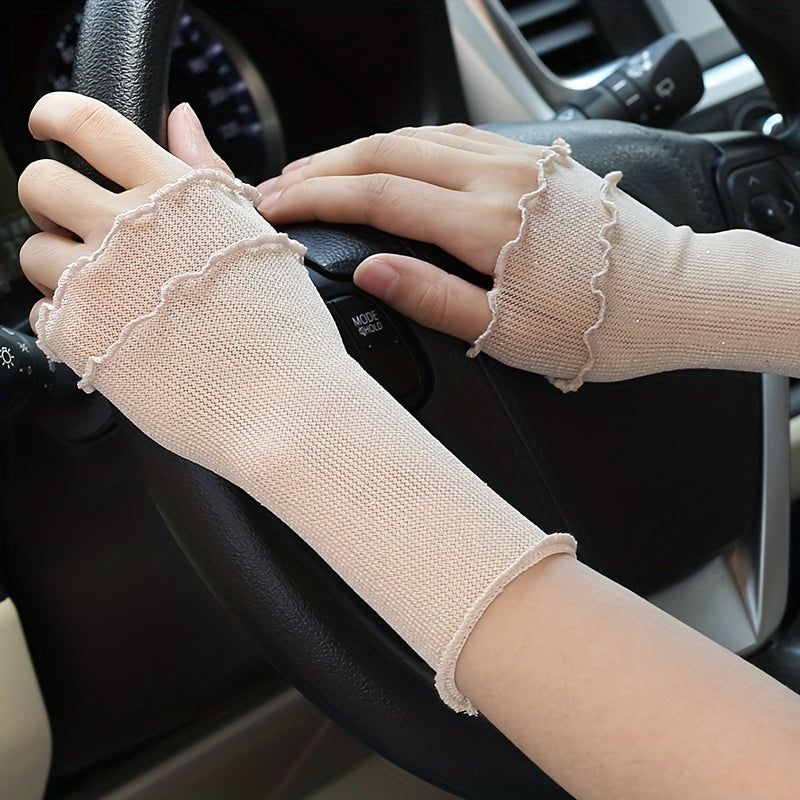 Breathable Mesh Sleeve Wrist Decoration Fingerless Gloves