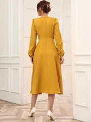 Surplice Neck Lantern Sleeve Party Dress