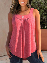 Solid Tank Top Ruched Casual Sleeveless Summer Top Women's Clothing
