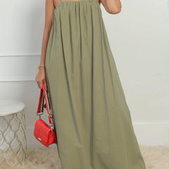 Solid Backless Maxi Cami Dress