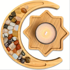 Wooden Tray Crystals & Stones Holder Home Decor