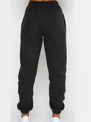 2pcs Solid Suits Crew Neck Sweatshirt & Drawstring High Waist