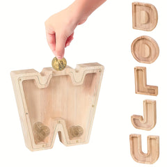 Personalized Wooden Letter Piggy Bank for Kids Boys Girls
