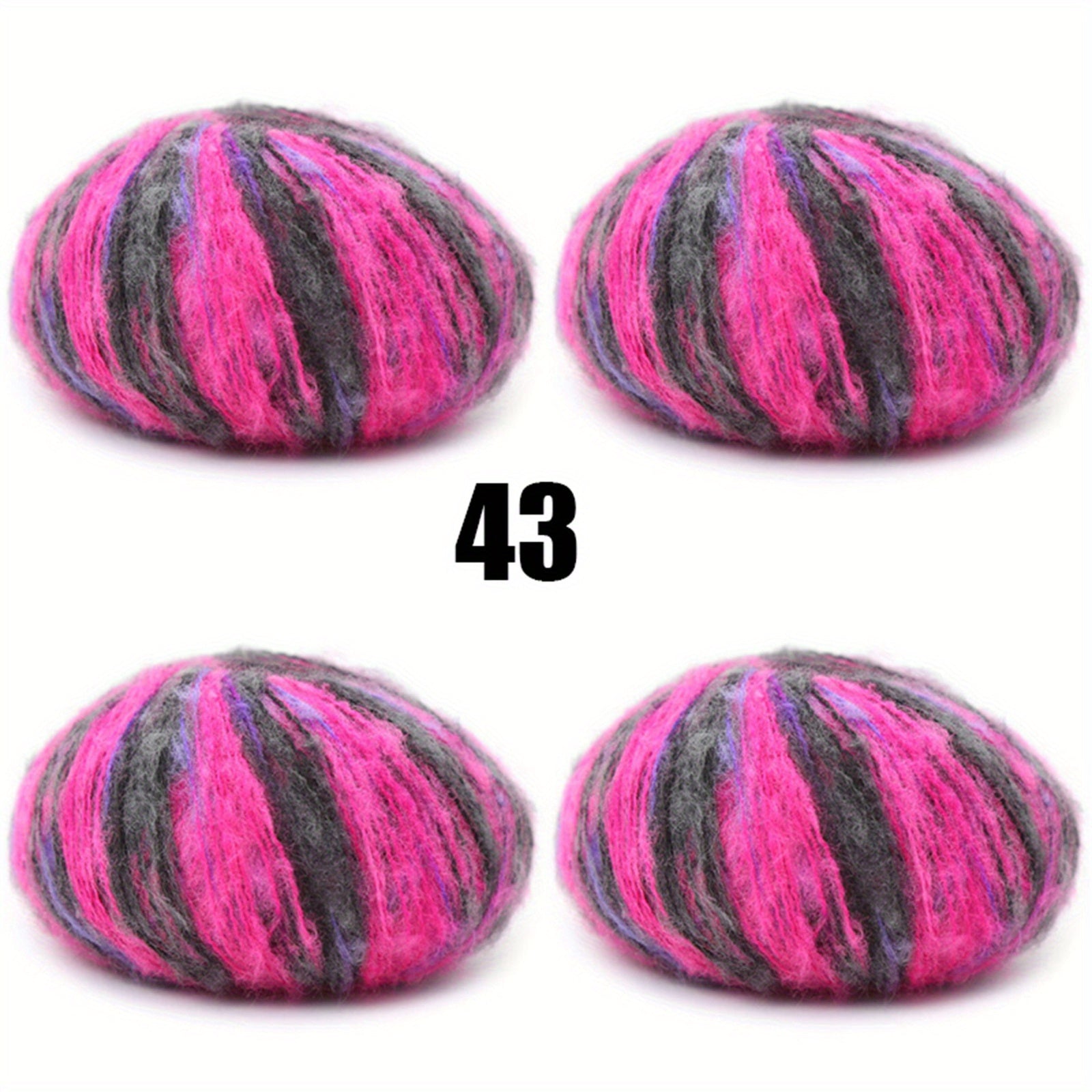 4pcs Multicolor Mohair Yarn for Crocheting and Knitting 25g pc