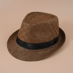Vintage Fedora Cap Straw Sun Hat Lightweight Breathable Trilby Hats
