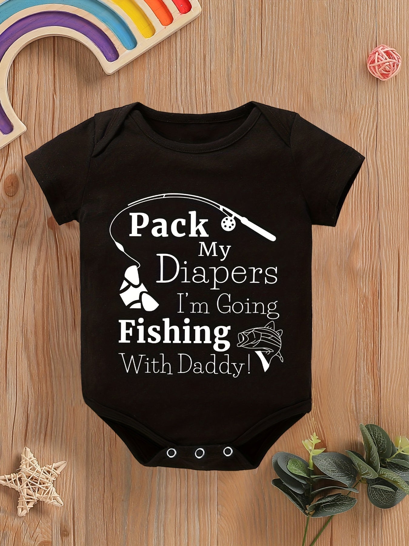 Baby Boys Fishing With Daddy Short Sleeve Onesie Clothes