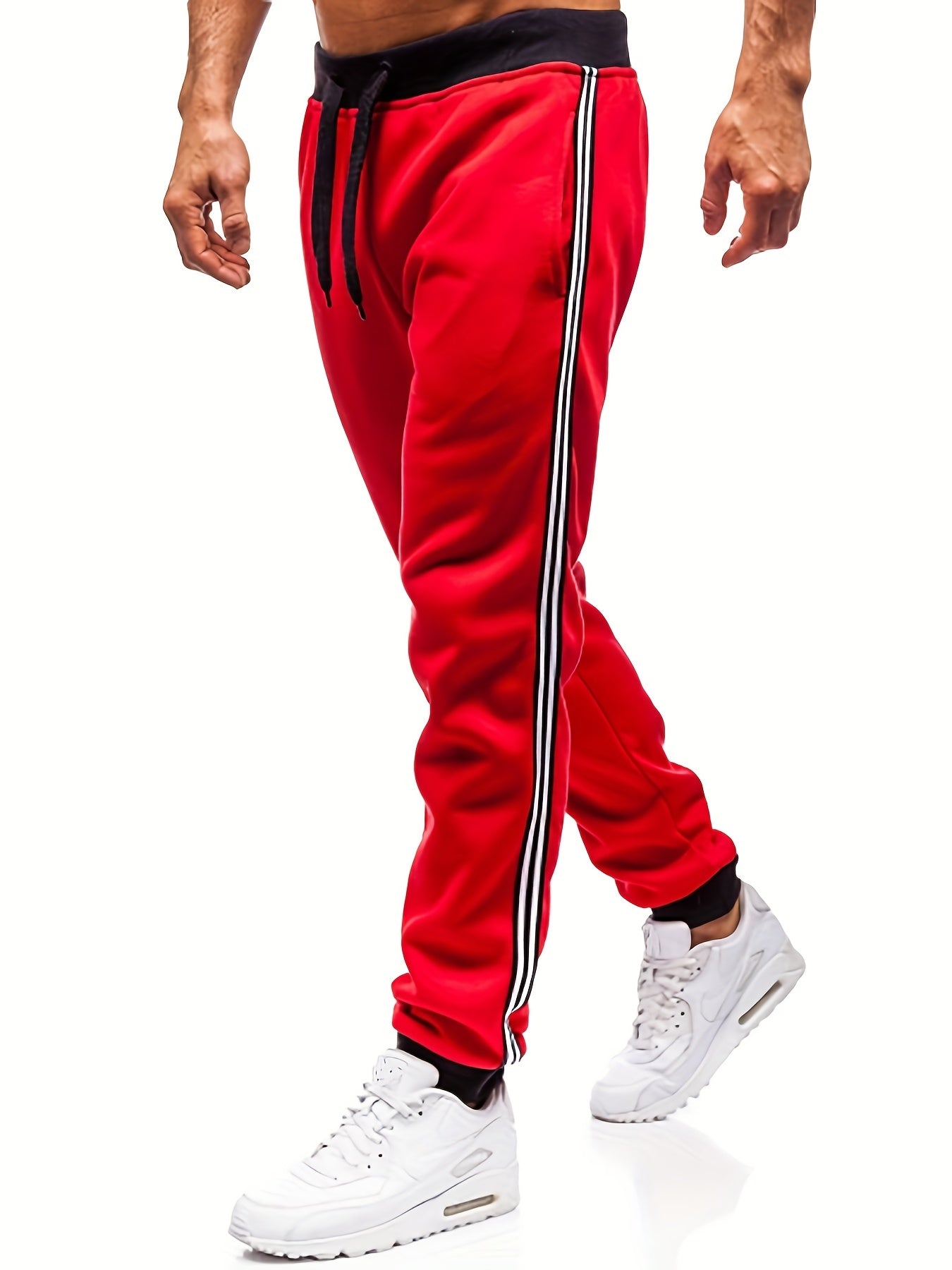 Men's Pocket Sweatpants Lateral Contrast Tape Drawstring Jogger Pants