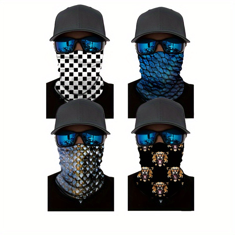 4 Pack Camouflage Face Cover Scarf Mask for Sports Cycling