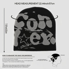 Y2K Hip Hop Beanie Unisex Knit Cap Warm Winter Ski Hat