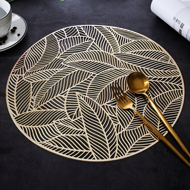 Leaf PVC Hollow Out Round Placemat Heat Insulation Mat