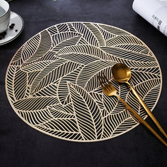 Leaf PVC Hollow Out Round Placemat Heat Insulation Mat