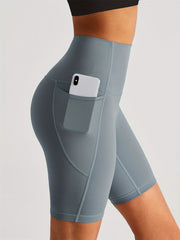 Seamless Hip Lifting Yoga Sports Shorts With Pocket