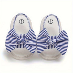 Baby Girls Bowknot Open Toe Sandals, Lightweight Breathable Summer Shoes