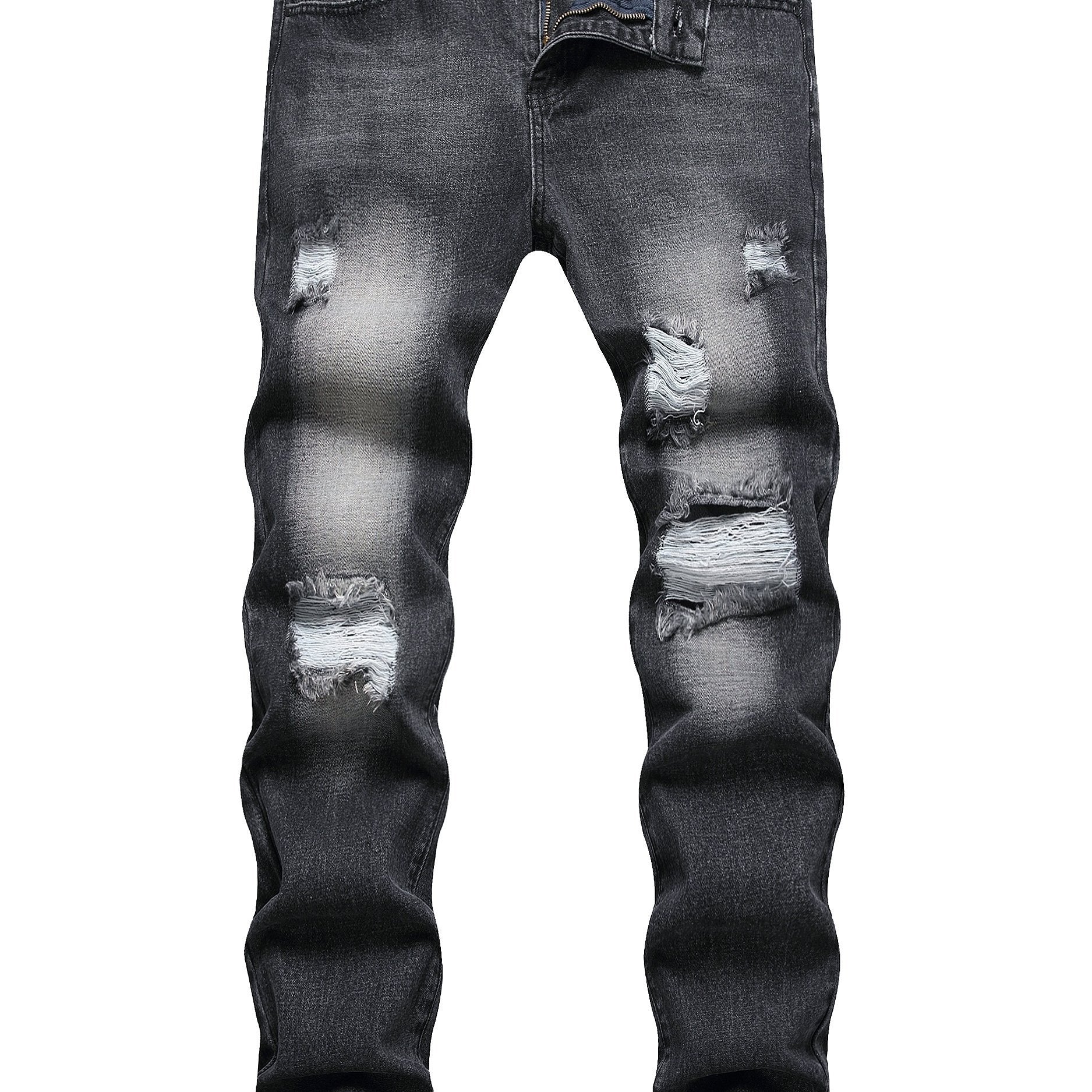 Men's Slim Fit Ripped Jeans Casual Street Style Denim Pants