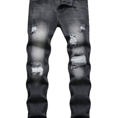 Men's Slim Fit Ripped Jeans Casual Street Style Denim Pants