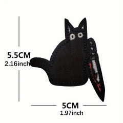 Cat With Patch Embroidered Applique For Backpacks Jackets