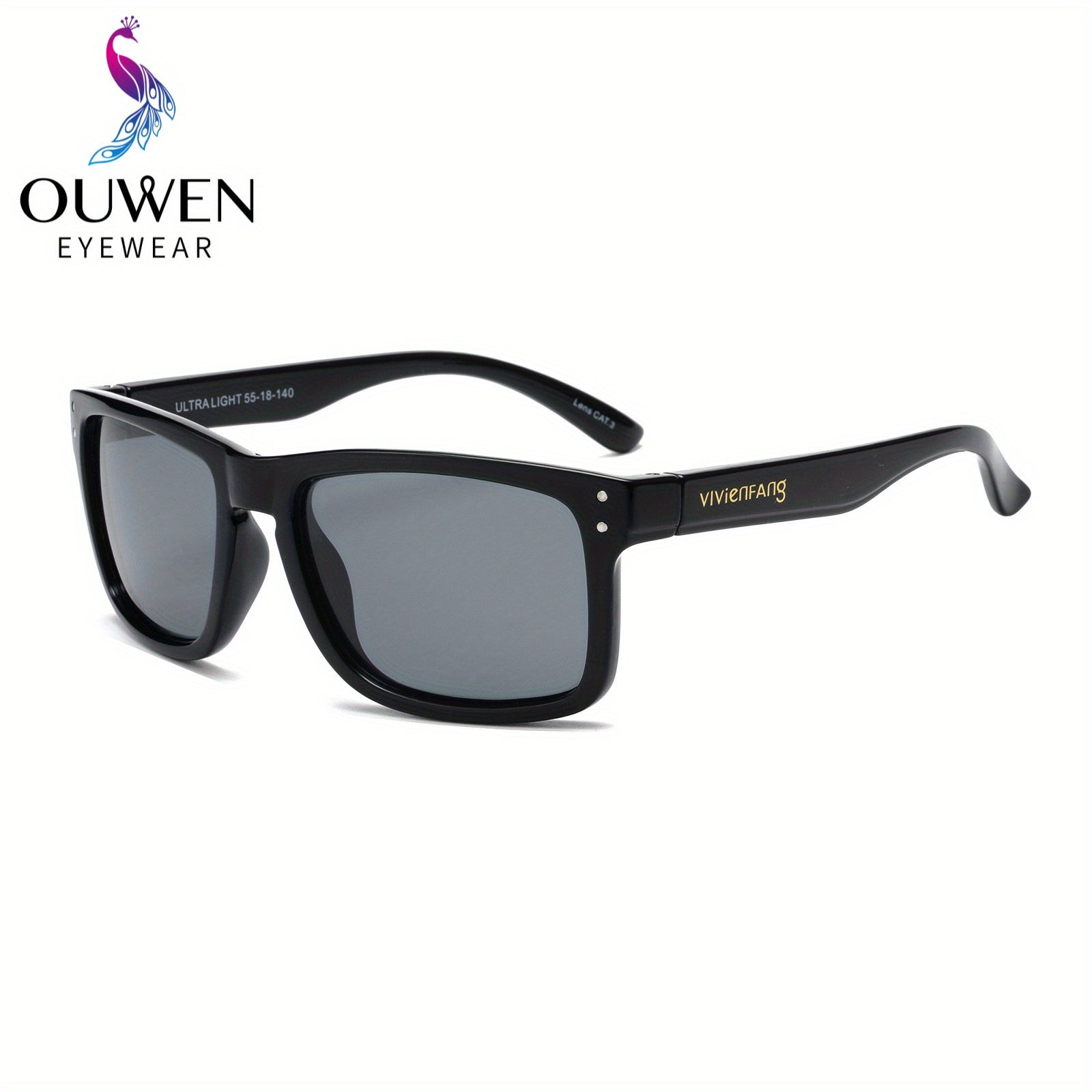 OUWEN Classic Square Polarized Sunglasses For Men Rectangular Mirrored Sun Glass