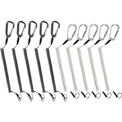 10pcs Coiled Lanyard Spring Coil Cord Keychain Fishing Rod Tool Retractable