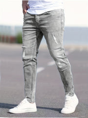 Slim Fit Ripped Jeans Mens Distressed Stretch Denim Pants