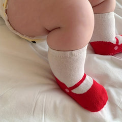 3 Pairs Baby Girls Anti-Skid Ballet Socks with Dot Glue