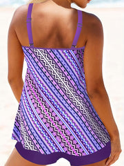 Geo Stripe Tankini Set Cami Top & Shorts Swimsuit