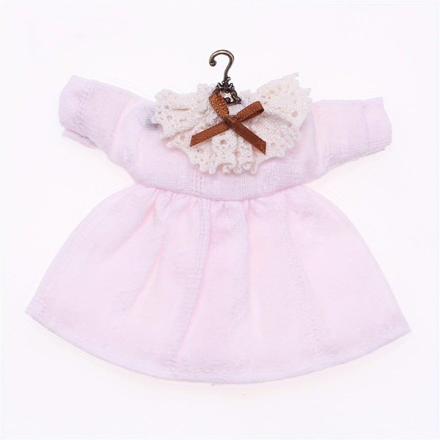 Dollhouse Skirt and Accessories Set Lace Trim Bow Detail Textured Fabric