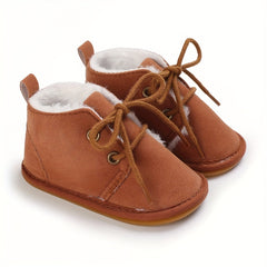 Soft Warm Lace Up Boots for Baby Boys with Fleece Lining