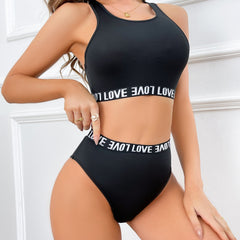 Letter Print Bra & Panties Lingerie Set