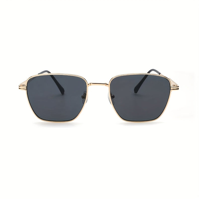 Metal Square Frame Sunglasses Vintage Striped Thin Temple UV400