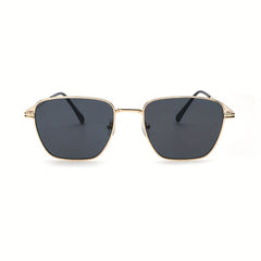 Metal Square Frame Sunglasses Vintage Striped Thin Temple UV400