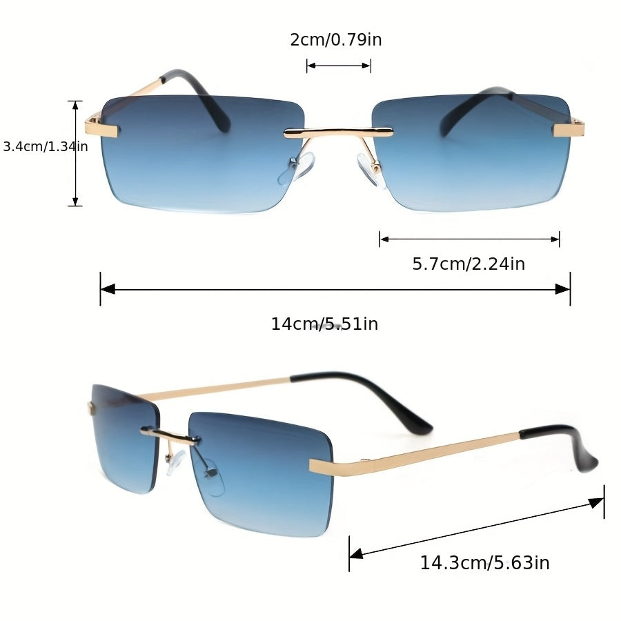 Men's Square Rimless Glasses Vintage Sunglasses