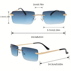 Men's Square Rimless Glasses Vintage Sunglasses