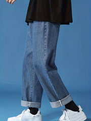 Men's Wide Leg Denim Pants for Spring Summer