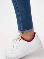 Elastic Waist Skinny Jeans Slim Fit Mid Stretch Versatile Denim Pants