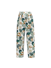 Boho Two Piece Set: Slim Tee & Tropical Print Pants