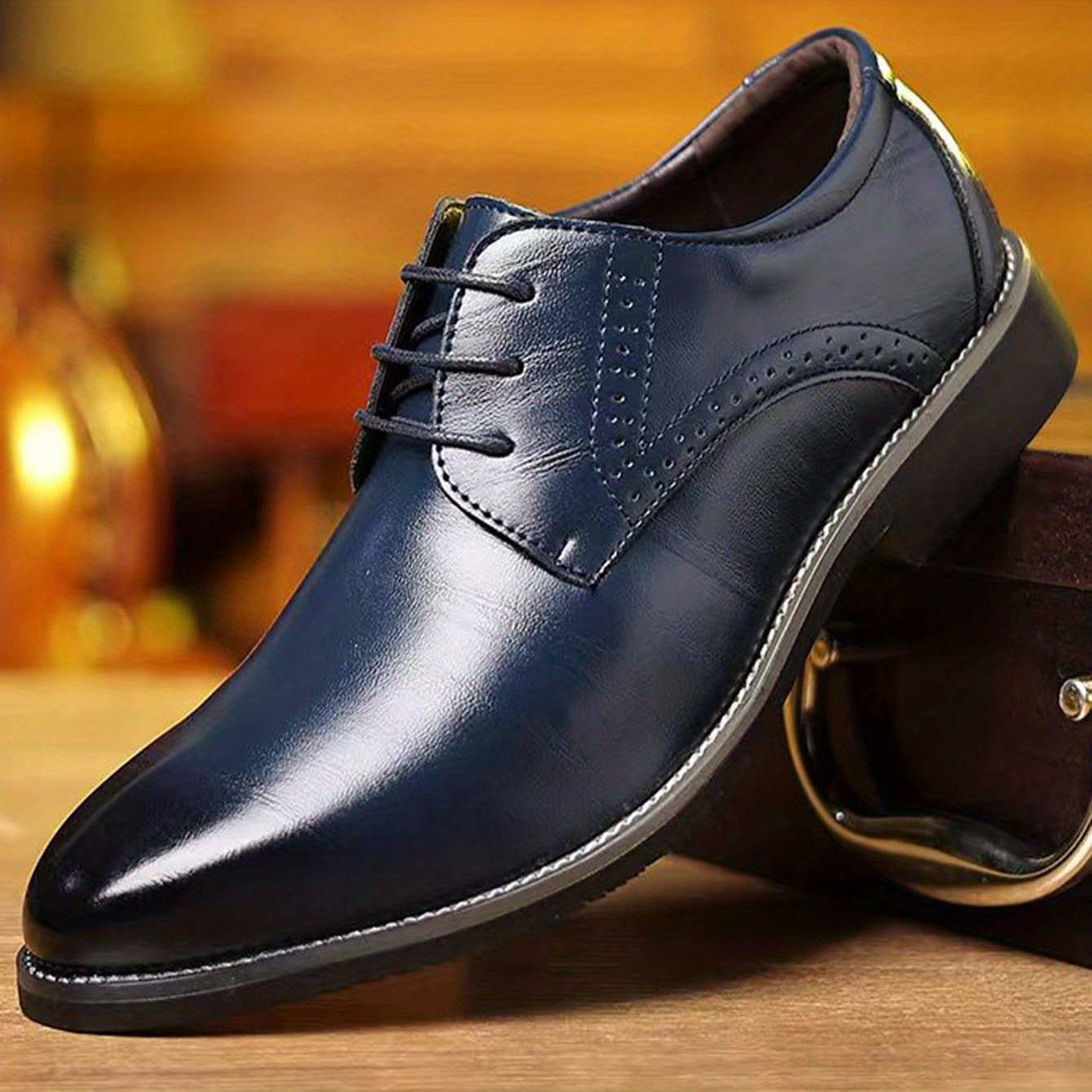 Men's Lace Up Dress Shoes Round Toe Non Slip Business Formal Shoes